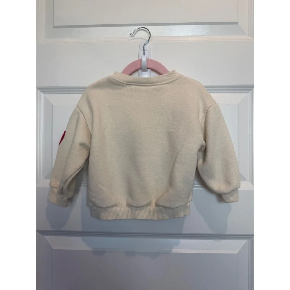 13.Zara Kids Cream Heart Applique In My Glitter Era Sweatshirt 18-24 Months 86cm